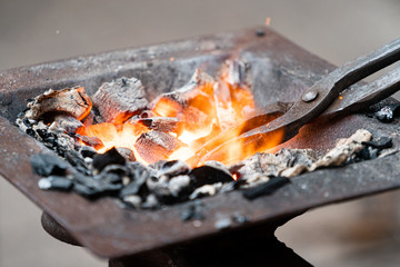hot coals in fire