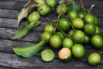 Lemongrass fruit, tropical fruit of Cascaraq green and meaty and juicy dough