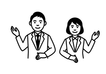 Business man and woman on white background. Vector illustration.