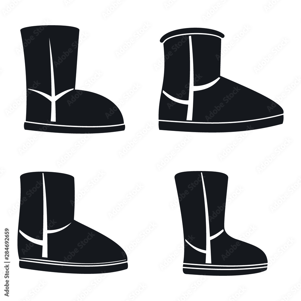 Poster casual ugg boots icons set. simple set of casual ugg boots vector icons for web design on white back