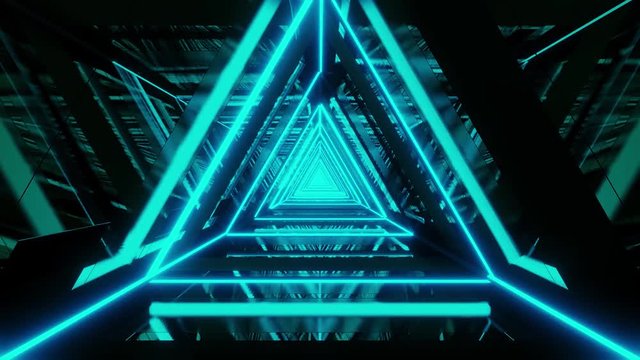 abstract glowing blue triangle wireframe background walpaper 3d rendering motion loop