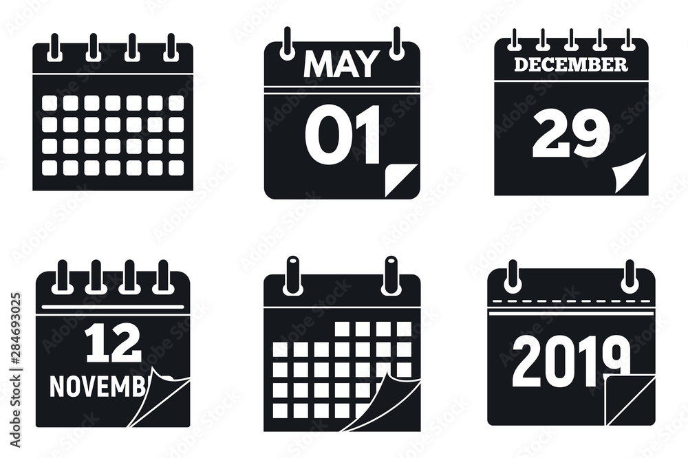 Poster calendar page icons set. simple set of calendar page vector icons for web design on white background