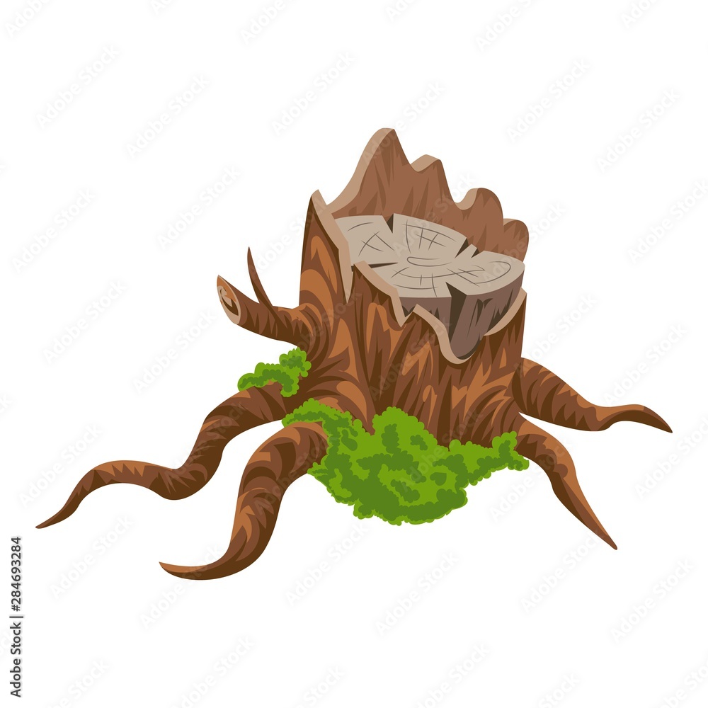 Poster old tree stump icon. cartoon of old tree stump vector icon for web design isolated on white backgrou