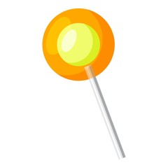 Orange lollipop icon. Cartoon of orange lollipop vector icon for web design isolated on white background