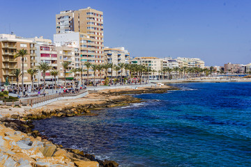 Torrevieja beach. Juan Aparicio promenade. Torrevieja. Spain.