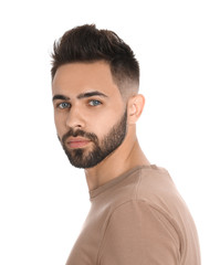 Fototapeta premium Portrait of handsome confident man isolated on white