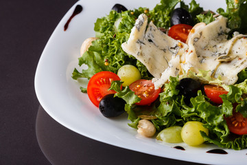 Salad provence. Mix lettuce tomato grape olive and blue cheese