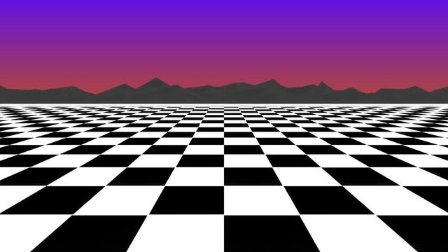 flight over seamless checkboard 90s style plain field slow motion loop motion graphics animation background new quality vintage style cool nice beautiful 4k stock video footage