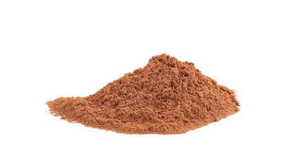 Fototapeta na wymiar Pile of chocolate protein powder isolated on white