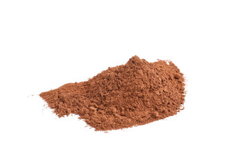 Pile of chocolate protein powder isolated on white