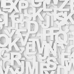 Abstract background of random English alphabet. 3D rendering.