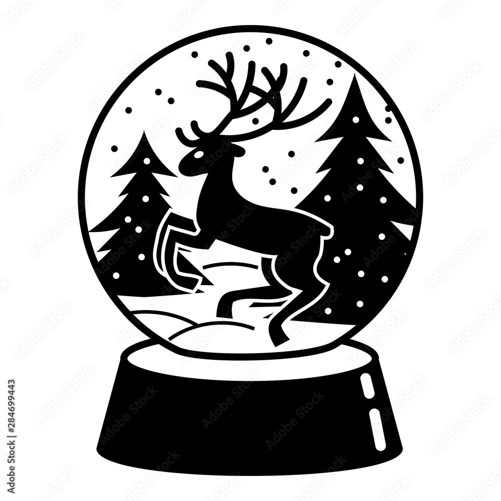 Poster snow globe deer icon. simple illustration of snow globe deer vector icon for web design isolated on 
