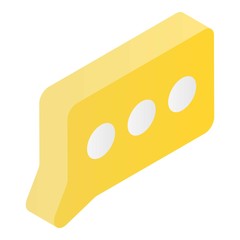 Yellow chat bubble icon. Isometric of yellow chat bubble vector icon for web design isolated on white background