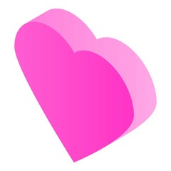 Pink heart icon. Isometric of pink heart vector icon for web design isolated on white background