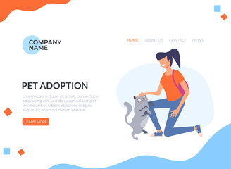 Pet adoption concept. Vector flat cartoon graphic design isolated illustration