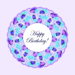 Happy Birthday! - card. eps10 vector illustration. floral pattern of tropical flowers. hand drawing