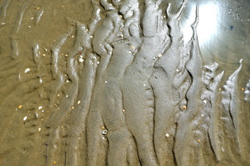 Marcas de agua en arena de playa