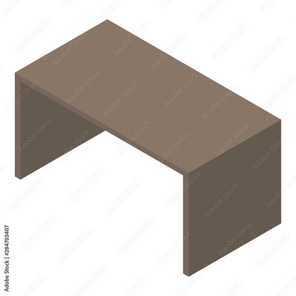 Poster office table icon. isometric of office table vector icon for web design isolated on white background