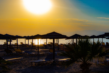 sunset on the greece beach