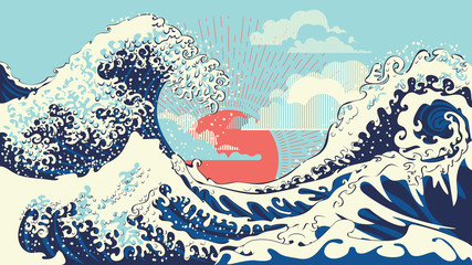 Retro great waves design