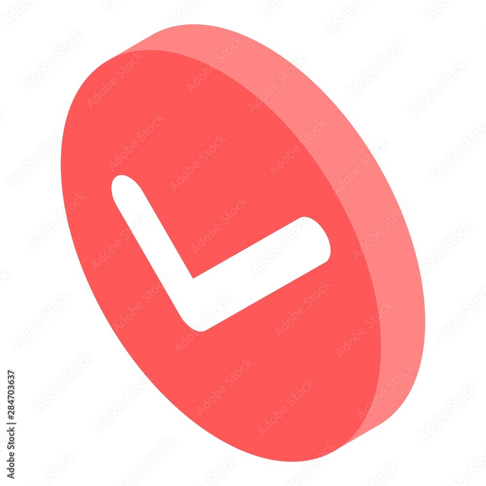 Poster red circle approved icon. isometric of red circle approved vector icon for web design isolated on wh