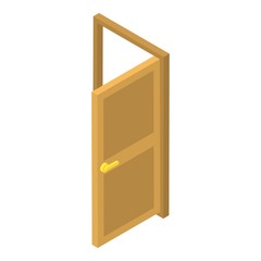 Open door icon. Isometric of open door vector icon for web design isolated on white background