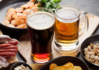 Draft beer and snacks