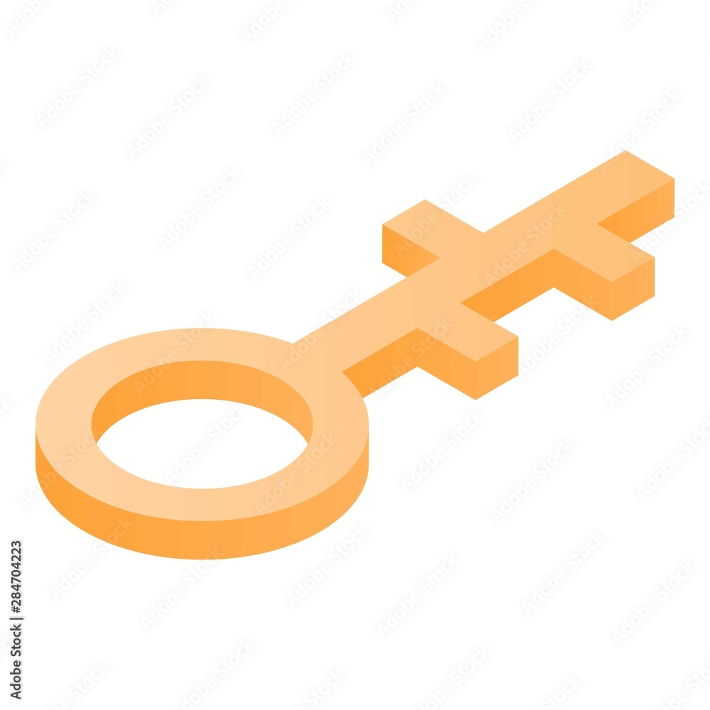Aufkleber gold key icon. isometric of gold key vector icon for web design isolated on white background