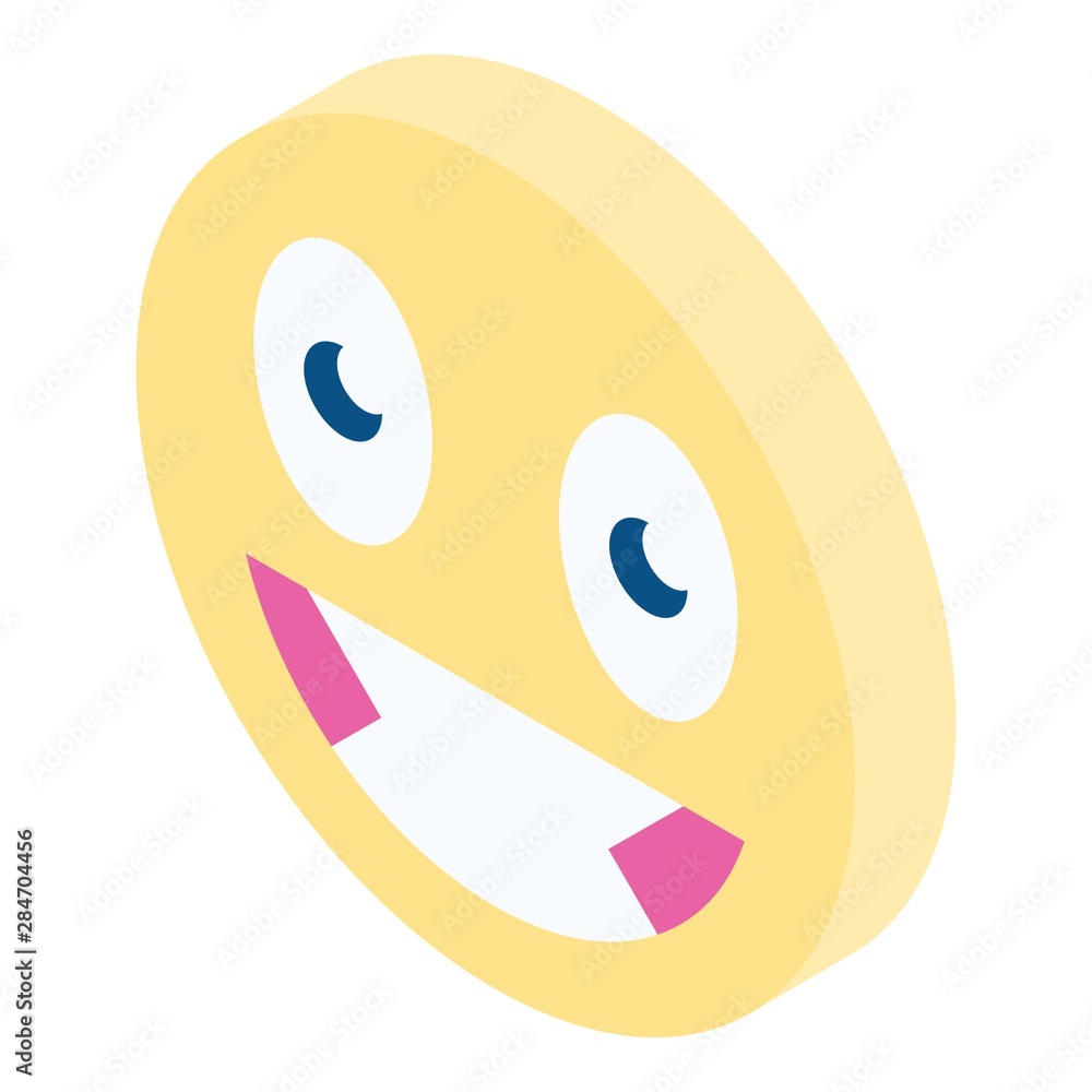 Poster emoji smiling icon. isometric of emoji smiling vector icon for web design isolated on white backgrou