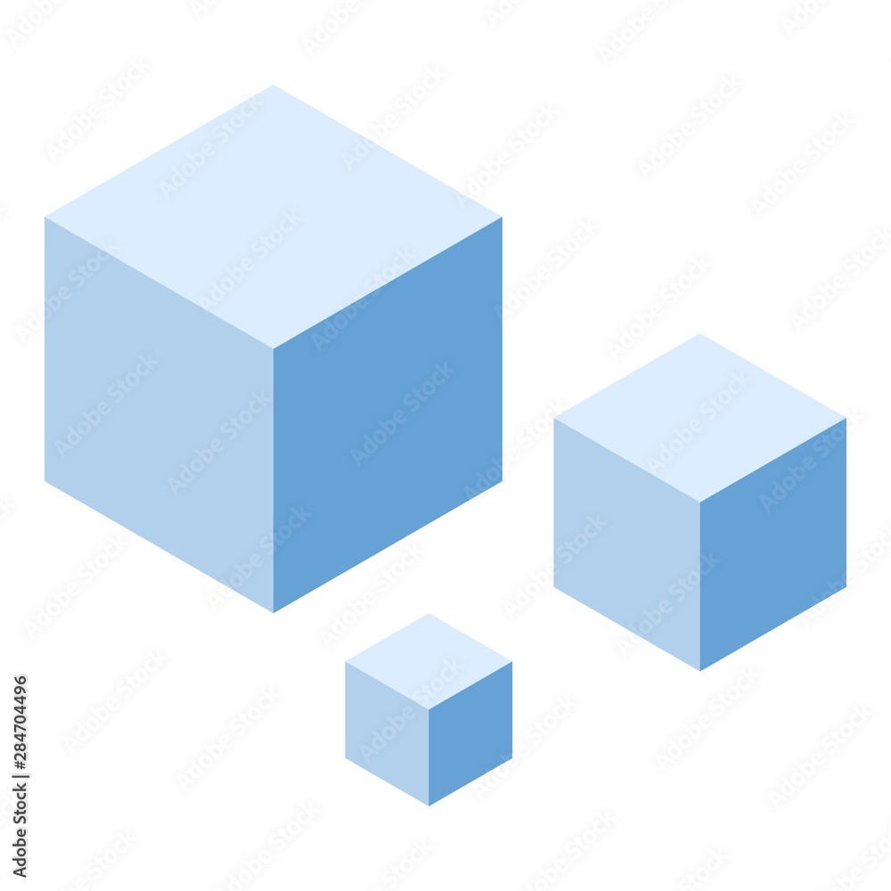 Poster Set blue cubes icon. Isometric of set blue cubes vector icon for web design isolated on white background