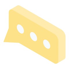 Yellow modern chat icon. Isometric of yellow modern chat vector icon for web design isolated on white background