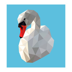 Low poly wild vector swan © Olhapankiv