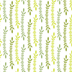 Nature seamless pattern. Green leaves pattern. Minimal nature print for wrapping, textile, wallpaper design.