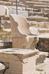 Fototapeta na wymiar Marble thrones in the Theatre of Dionysus