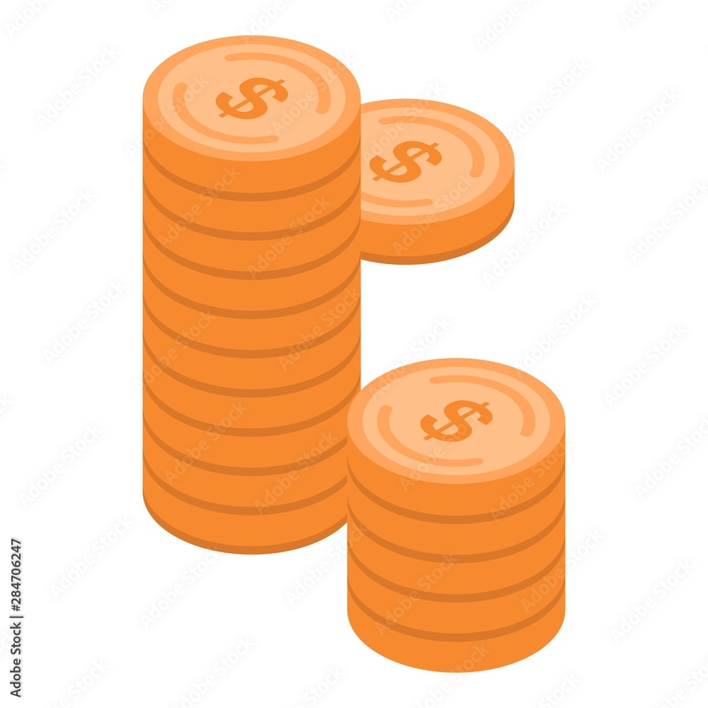 Poster dollar coin stack icon. isometric of dollar coin stack vector icon for web design isolated on white 