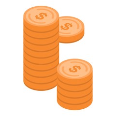 Dollar coin stack icon. Isometric of dollar coin stack vector icon for web design isolated on white background