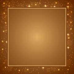 Golden frame with lights effects,Shining luxury banner vector illustration.