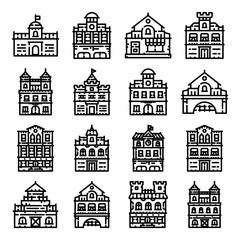 Historical Center City Icon Set