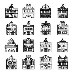 Historical Center City Icon Set