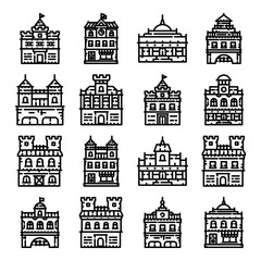 Naklejka premium Historical Center City Icon Set