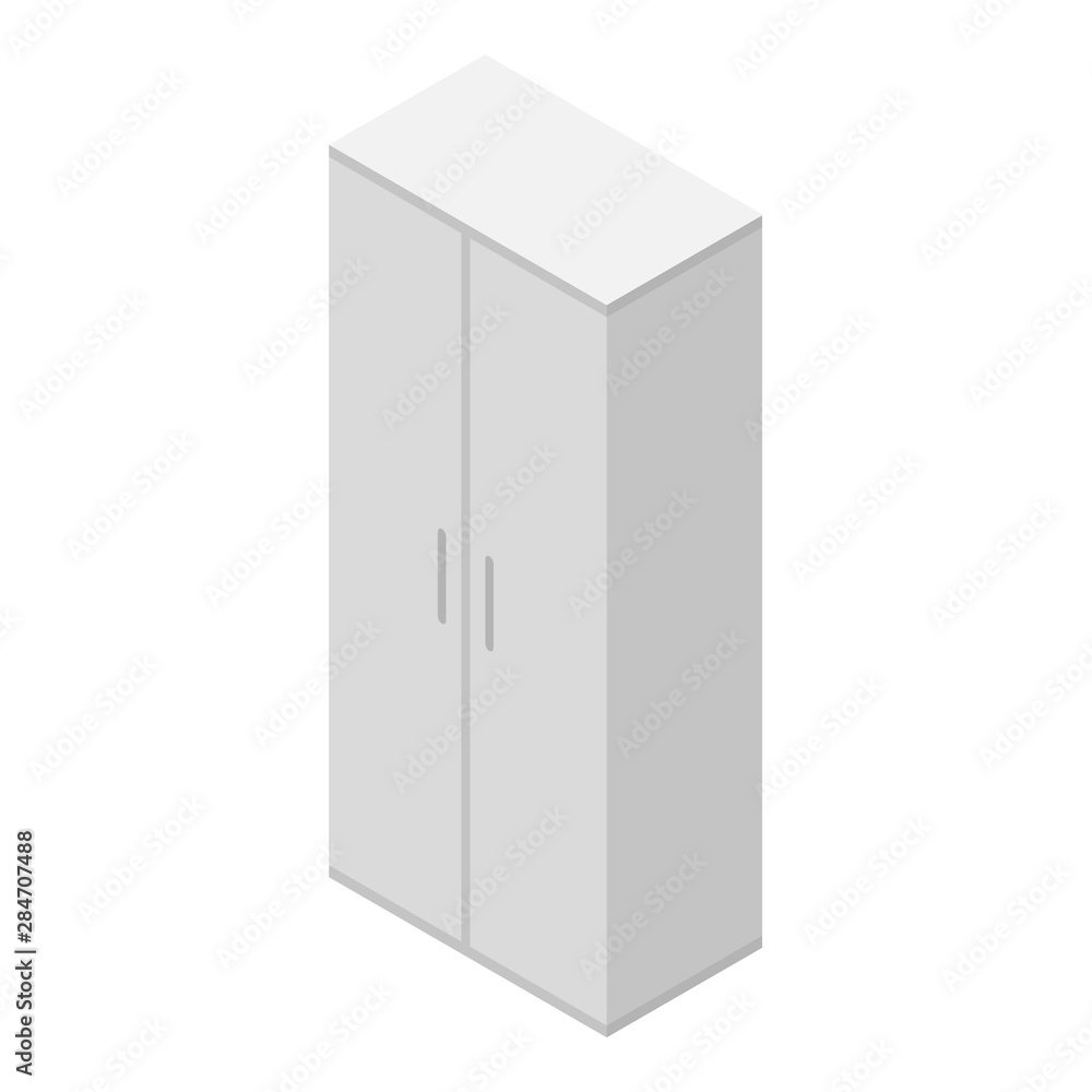 Poster wardrobe icon. isometric of wardrobe vector icon for web design isolated on white background