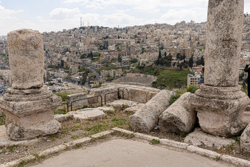 Fototapeta na wymiar Temple of Hercules in Amman Citadel, Amman, Jordan