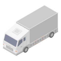 White delivery truck icon. Isometric of white delivery truck vector icon for web design isolated on white background