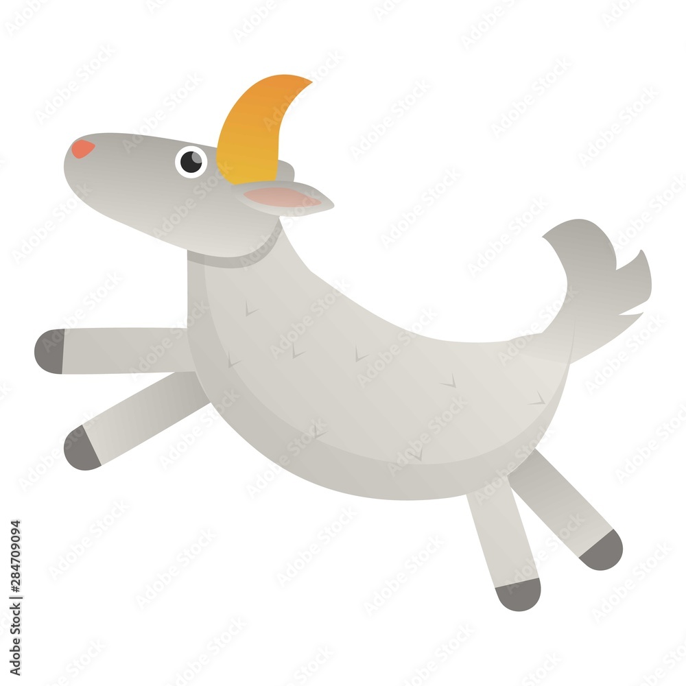 Poster running goat icon. cartoon of running goat vector icon for web design isolated on white background