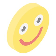Yellow smile emoji icon. Isometric of yellow smile emoji vector icon for web design isolated on white background