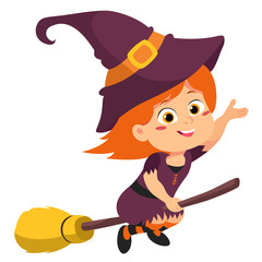 Happy Halloween.Cute witch in halloween.