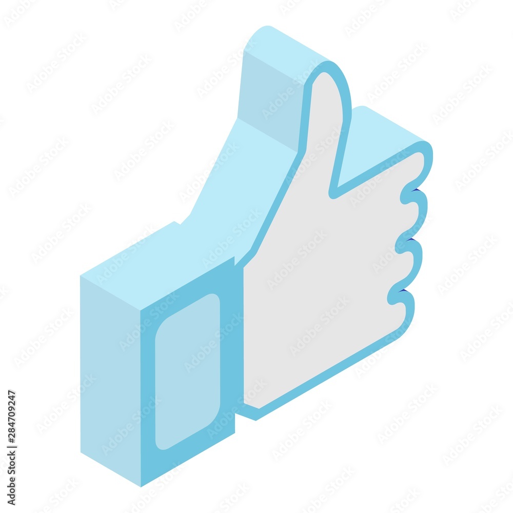 Poster like thumb up icon. isometric of like thumb up vector icon for web design isolated on white backgrou