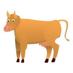 Brown cow icon. Cartoon of brown cow vector icon for web design isolated on white background