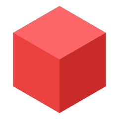 Red cube icon. Isometric of red cube vector icon for web design isolated on white background - obrazy, fototapety, plakaty
