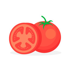 Tomato isolated on white background. Vector illustration.